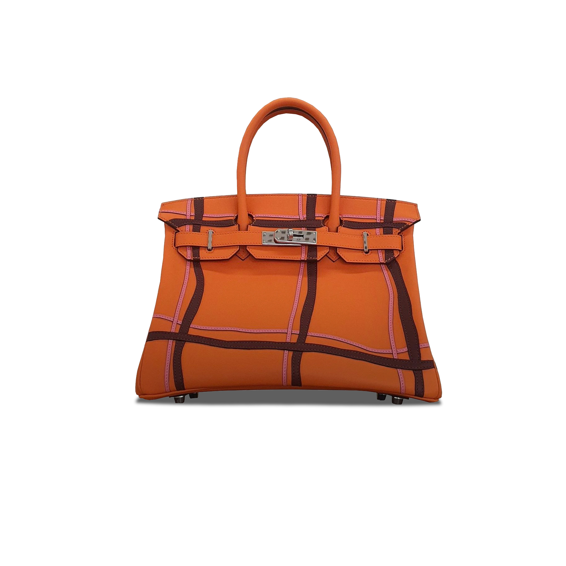 HERMES MASTER BIRKIN 30 SWIFT LEATHER ORANGE SILVER BUCKLE BAG 1025216764 (30*22*16cm)